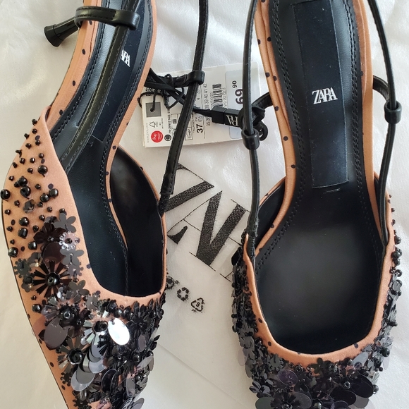 SLINGBACK HIGH HEELS WITH SEQUINS - Picture 9 of 13